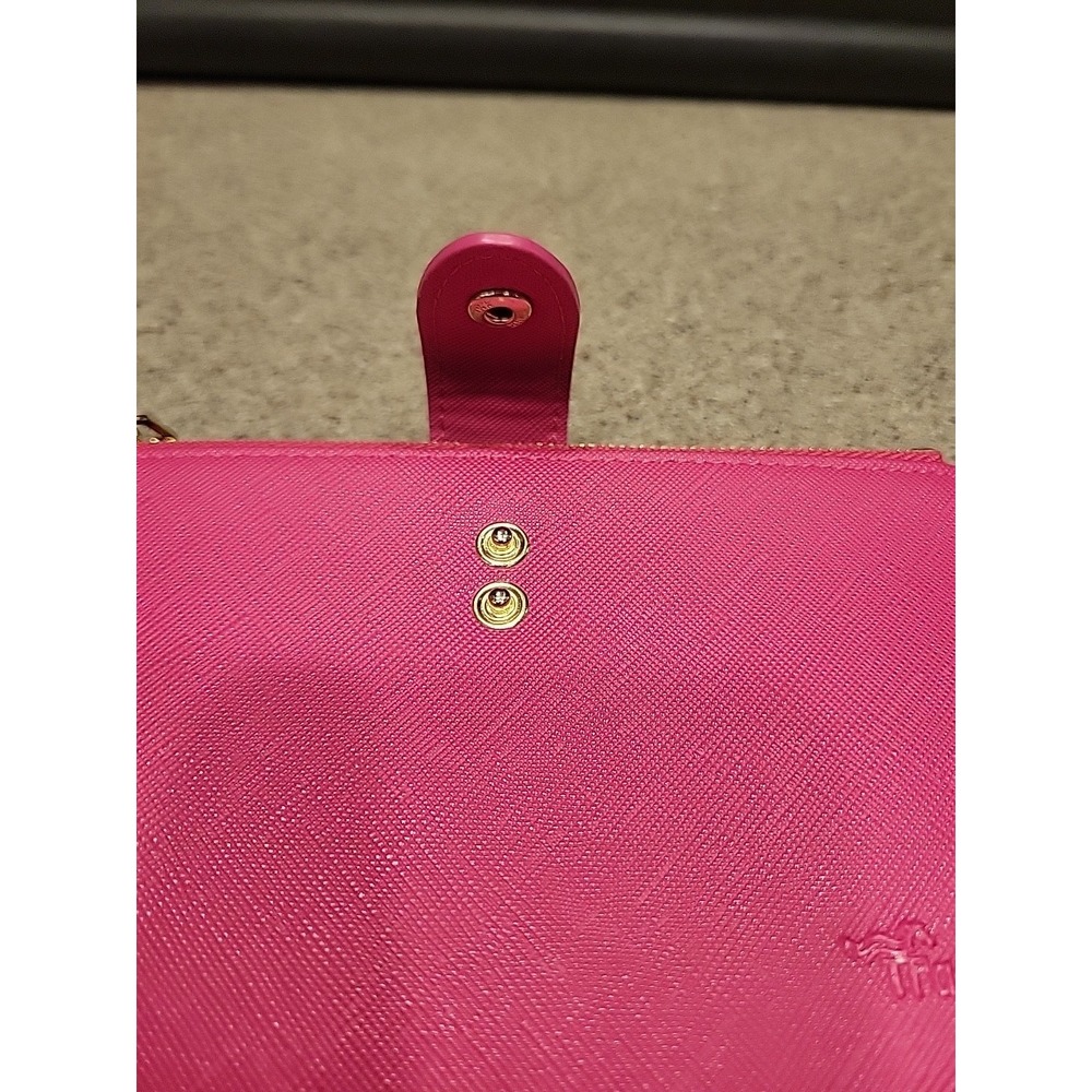 Travelambo Pink Bifold 17 Card Wallet W/ Two Gold-Toned Zipper Compartments - Picture 8 of 11